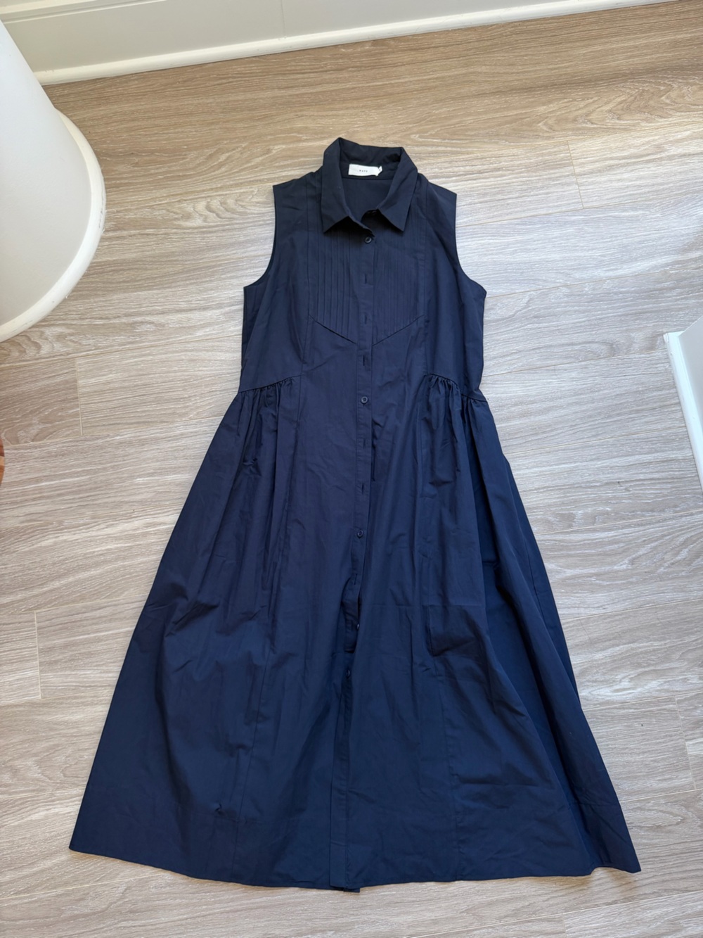 MAYE Women’s Corrine Navy Blue Sleeveless Dress Sz S 100% Cotton